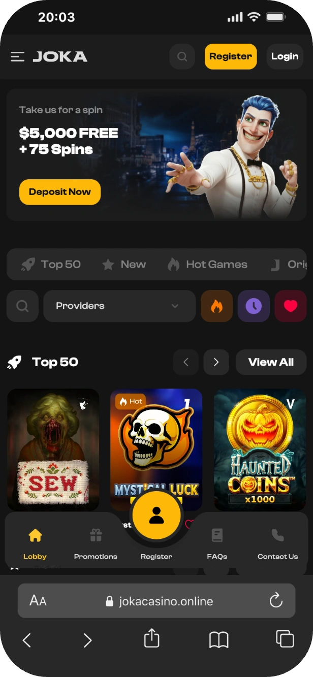 Joka Casino France - Page d'accueil avec interface élégante et Joka Casino app