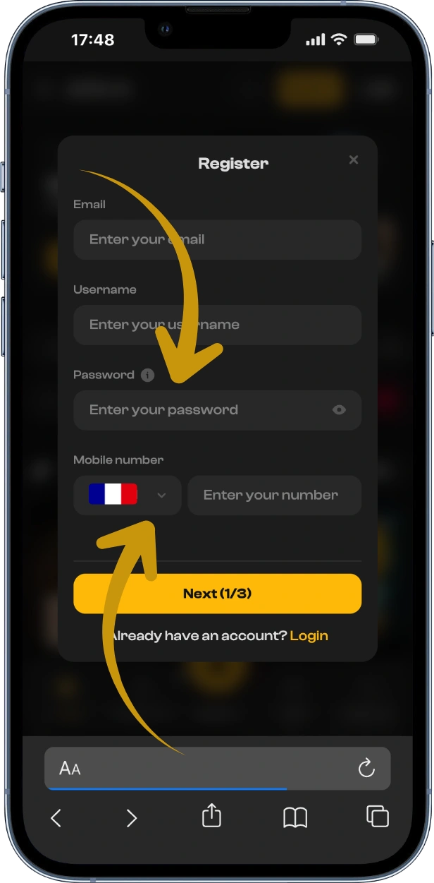 Section mot de passe et numéro de téléphone pour Joka Casino France connexion